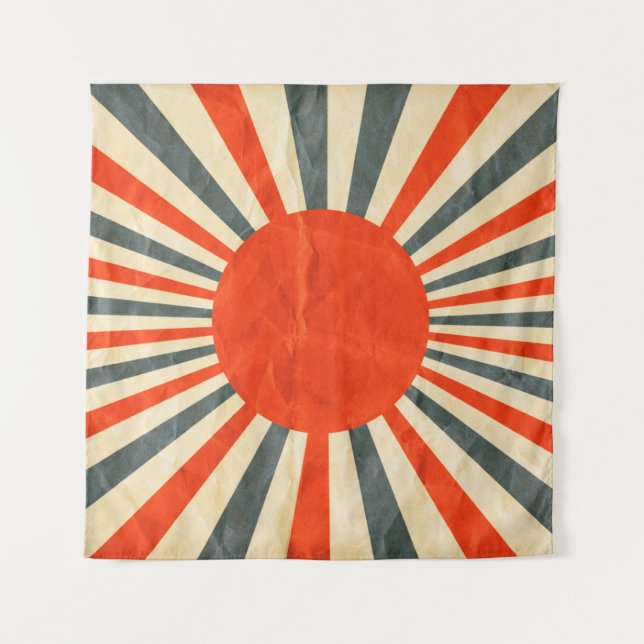 Tapiz Bandera del sol rojo sobre textura de papel, estíl (Anverso)