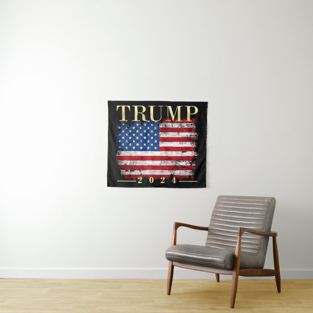 Tapiz Bandera estadounidense elegante de oro de Trump 20 (In situ (horizontal))