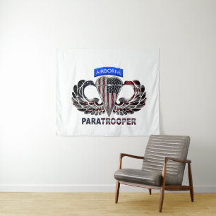 Tapiz Bandera estadounidense - Paracaidista aéreo