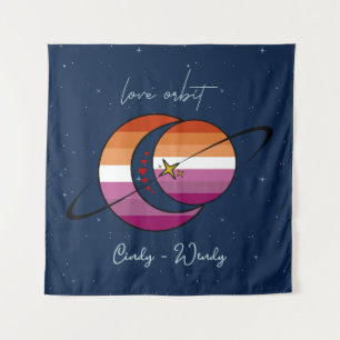 Tapiz Bandera Lesbiana de la puesta de sol del universo 