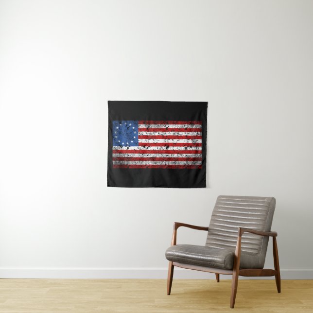 Tapiz Bandera ligera de Vintage Betsy Ross (In situ (horizontal))