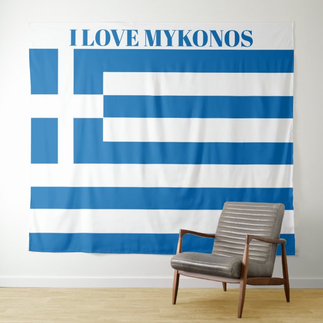 Tapiz Bandera nacional de Grecia Mykonos de mayor tamaño (In situ (horizontal))