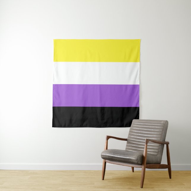 Tapiz Bandera No Binaria Cuadrada LGBT (In situ (horizontal))
