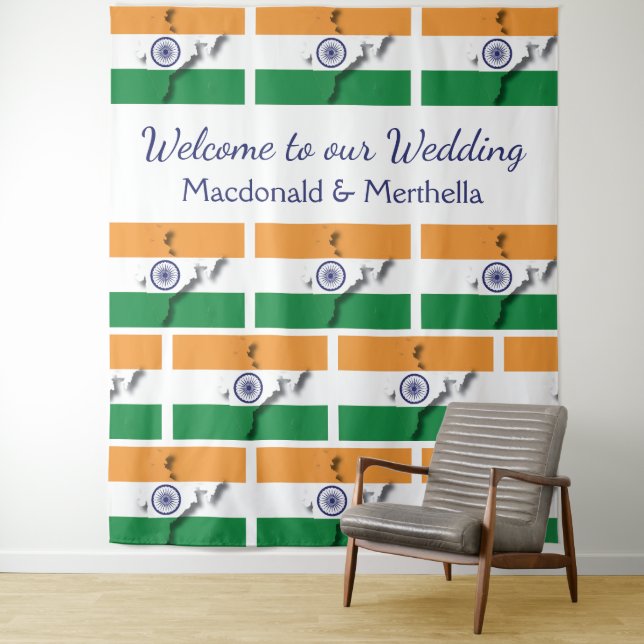 Tapiz Bandera personalizada de la India (In situ)