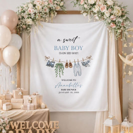 Tapiz Bandera Personalizada para Baby Shower de Niño Dul
