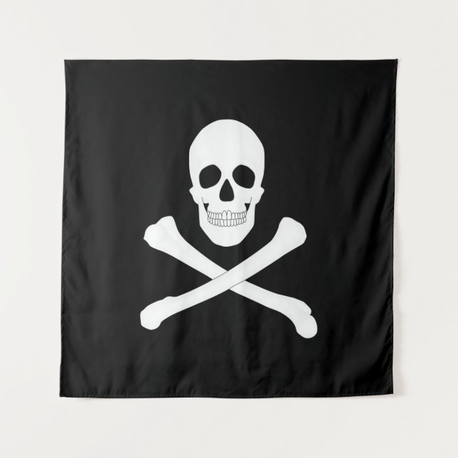 Tapiz Bandera pirata (cráneo y cruz) (Jolly Roger) (Anverso)