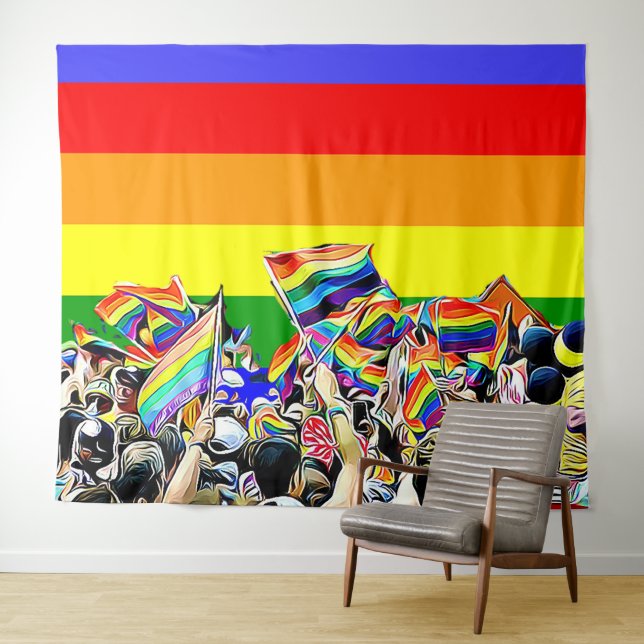 Tapiz Banderas de arcoiris de pancarta del Orgullo LGBT (In situ (horizontal))