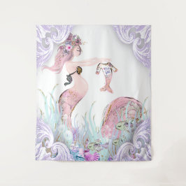 Tapiz Banderas de fondo Baby Shower de Mermaid Mom