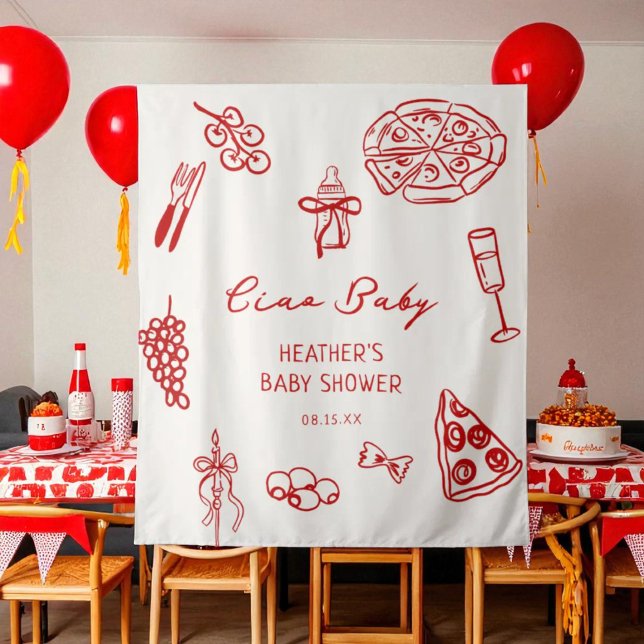 Tapiz Banner de Baby Shower de Ciao Baby Italy Pizza (Subido por el creador)