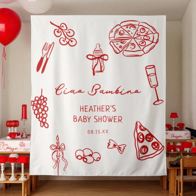 Tapiz Banner de Baby Shower de la pizza italiana de Ciao (Subido por el creador)