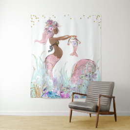 Tapiz Banner de Baby Shower de la sirena étnica mamá