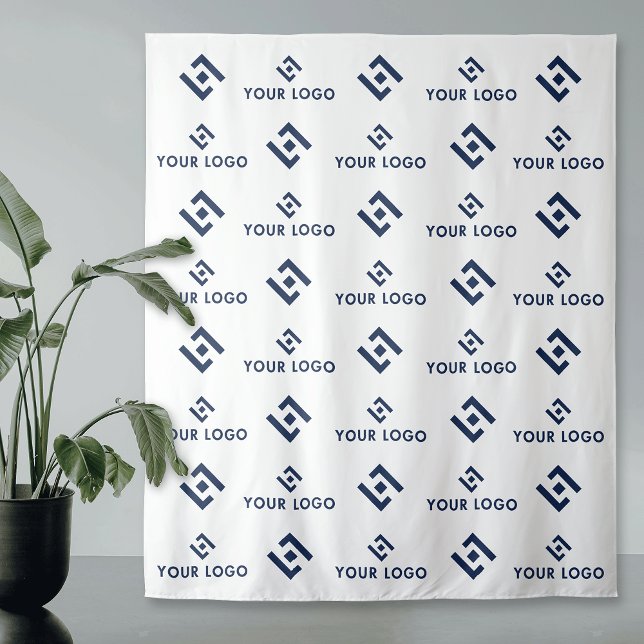 Tapiz Banner de fondo de evento de negocios y repetición (Modern step and repeat logo backdrop tapestry with space for logo and monogram or two logos)