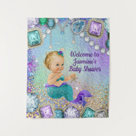 Tapiz Banner de fondo de Jewel Mermaid Baby Shower
