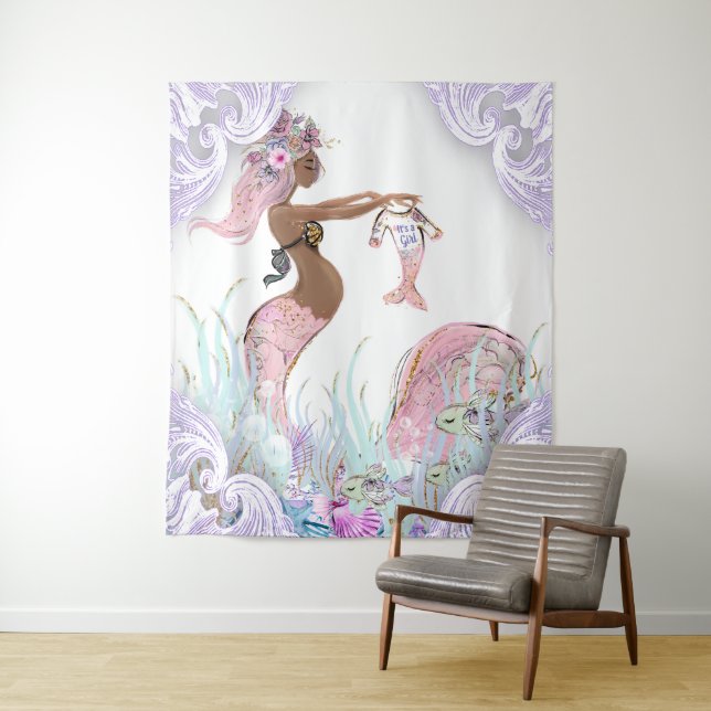 Tapiz Banner de fondo de la sirena étnica mamá de Baby S (In situ)