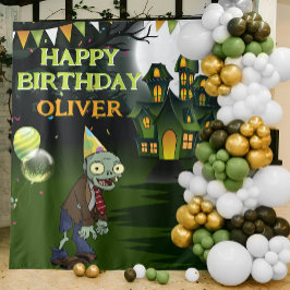 Tapiz Banner de Halloween para niños de cumpleaños zombi