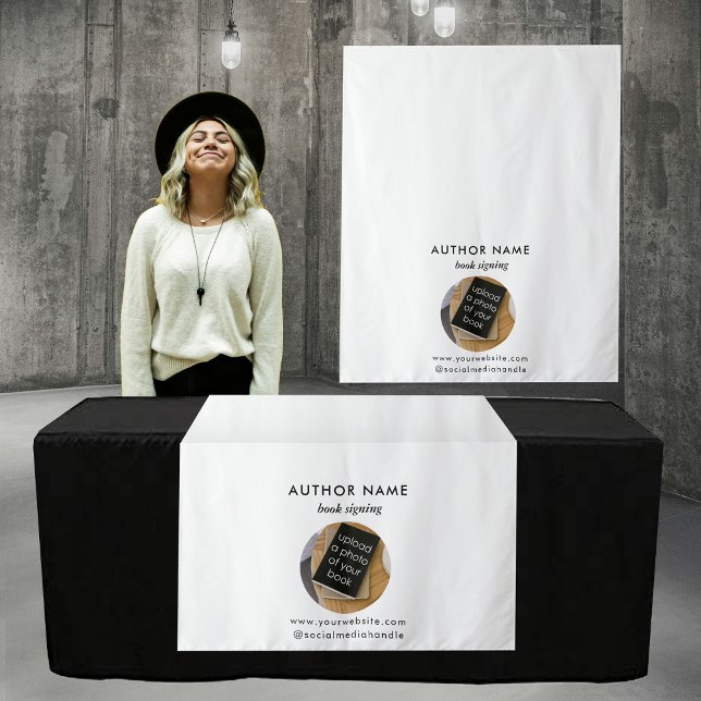 Tapiz Banner de la carpeta de la tabla de promoción del  (Book Signing Author Promotion Table Runner Banner Tapestry)