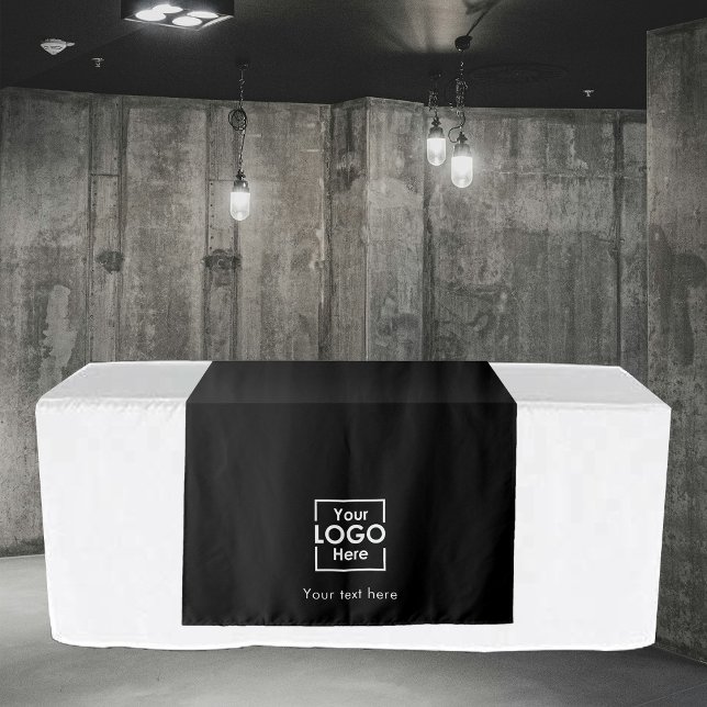Tapiz Banner de la corredora de mesa personalizado logot (Custom Table Runner Banner Business Logo Black Tapestry)