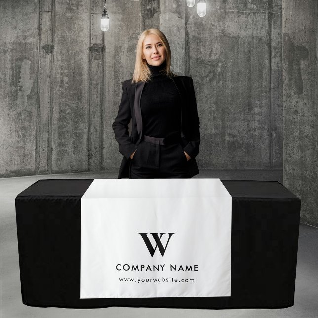 Tapiz Banner de personalizado Business Table Runner Bann (Custom Business Table Runner Banner Modern White Tapestry)