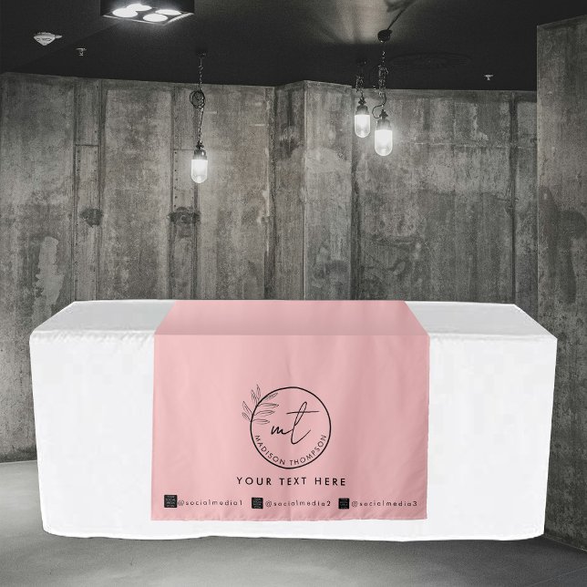 Tapiz Banner de personalizado de carteles con iconos ros (Custom Table Runner Banner Pink Social Media Icons Tapestry)