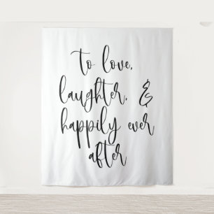 Tapiz Banner elegante de fondo de boda - Amor, risas
