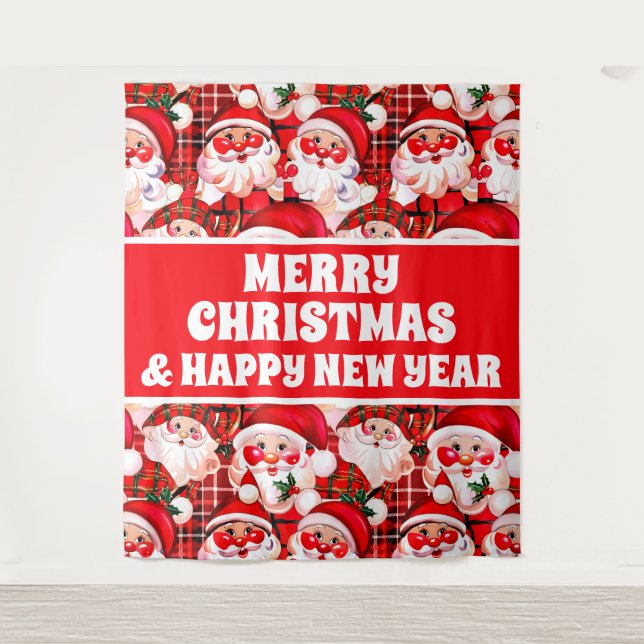 Tapiz Banner navideño de Papá Noel Rojo (Anverso)