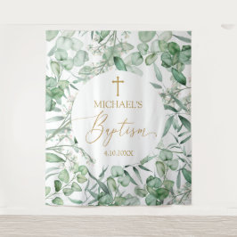 Tapiz Baptism Eucalyptus greenery backdrop banner