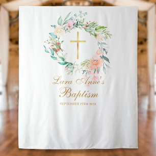 Tapiz Baptismo Christening Floral Garland Photo Booth