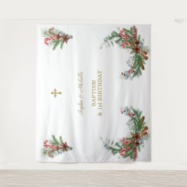 Tapiz Baptismo de primer cumpleaños de los gemelos Bouqu