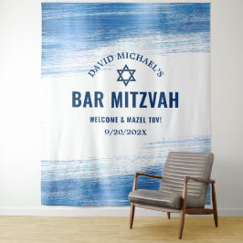 Tapiz Bar Mitzvah Navy Tipo Relieve metalizado Azul Foto