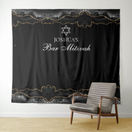 Tapiz Bar personalizado Mitzvah Fiesta Black Gold Photo 