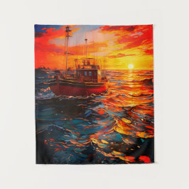 Tapiz Barco al atardecer