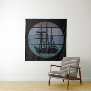 TAPIZ BARCO DE PESCA DE PESCADORES VINTAGE DE MODA