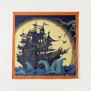 Tapiz Barco velero embrujado Woodblock 4