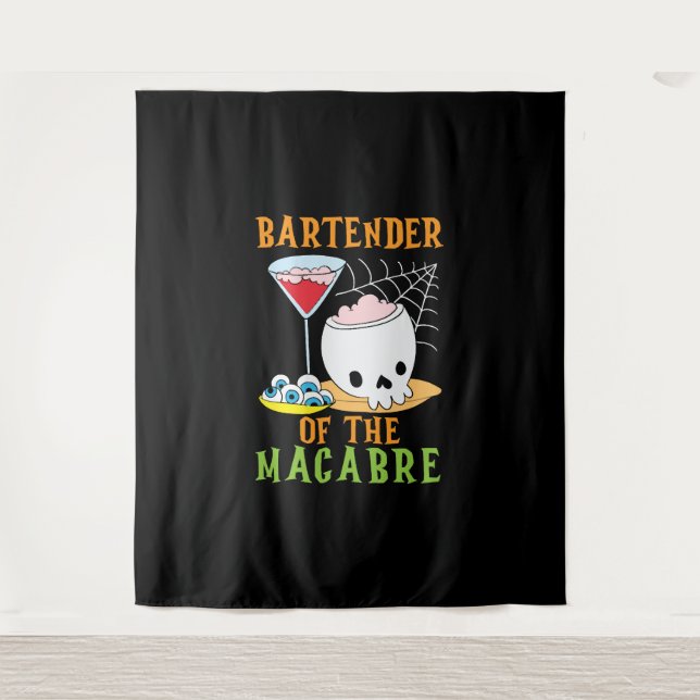 Tapiz Barman de la Macabre Bartender Halloween (Anverso)