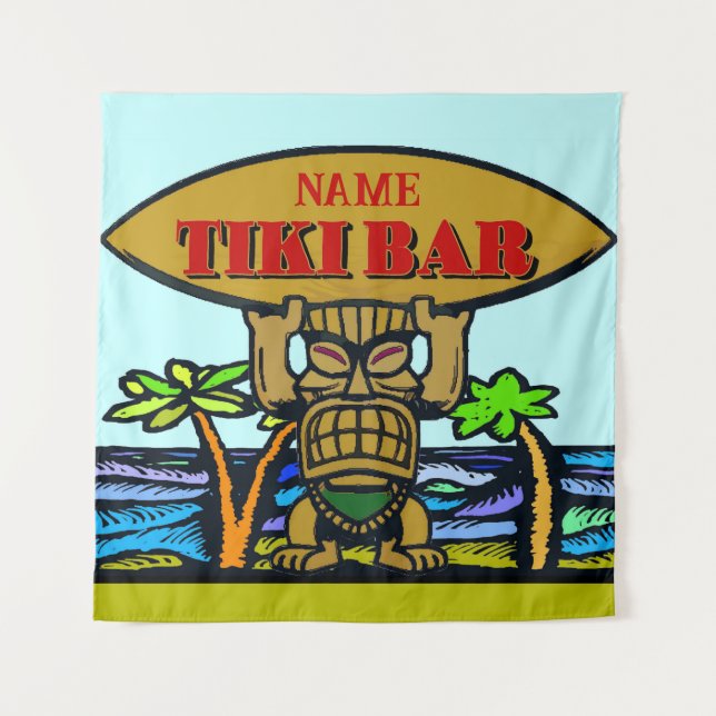 Tapiz Barra de Tiki hawaiana, añadir texto, (Anverso)