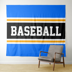 Tapiz BASEBALL Brillante Azul franjas de Carreras Amaril