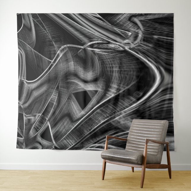 Tapiz Bastante adornado con ranuras grises, fondo negro (In situ (horizontal))