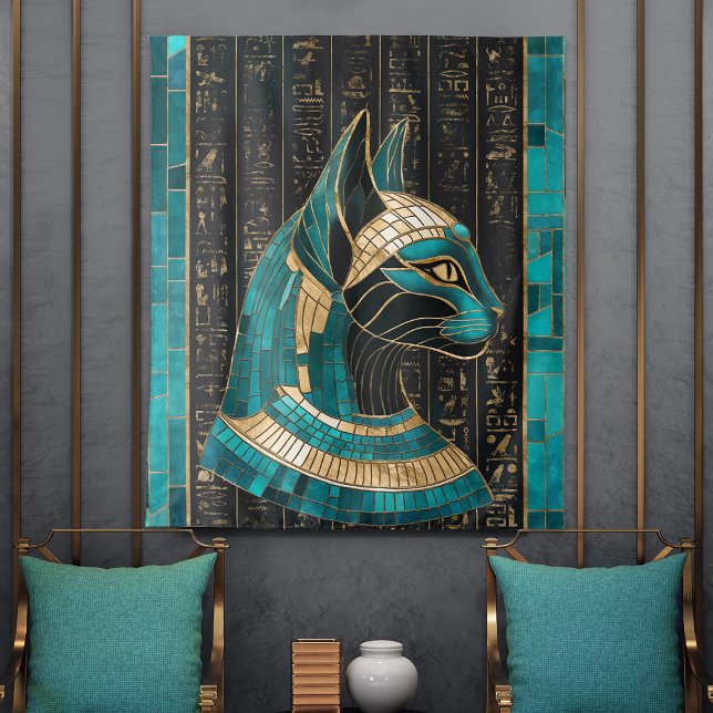 Tapiz Bastet de diosa gata egipcia -arte mosaico (Subido por el creador)