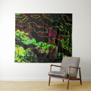 Tapiz Bats In Flight Neon