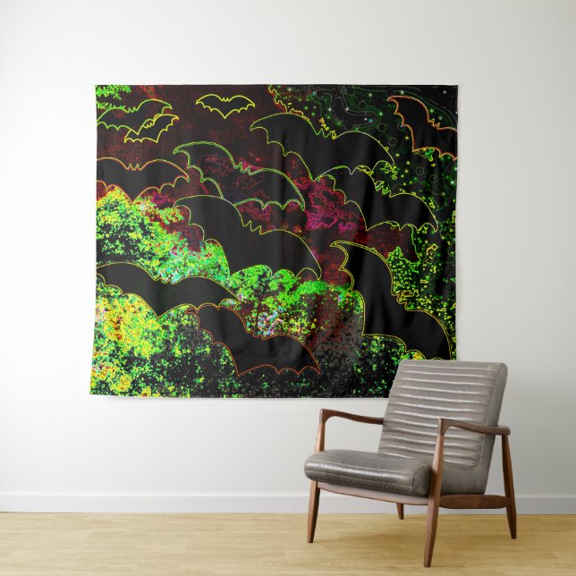 Tapiz Bats In Flight Neon (In situ (horizontal))