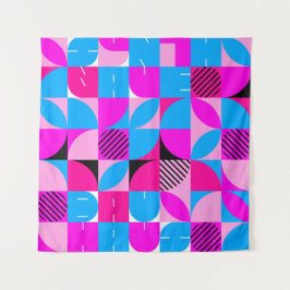 Tapiz Bauhaus Synthwave #3 poster (rosa-azul)