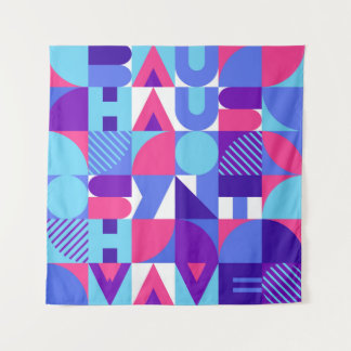 Tapiz Bauhaus Synthwave #3 (rosa-azul) — poster abstract