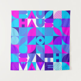 Tapiz Bauhaus Synthwave #4 (rosa-azul) — poster abstract