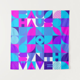 Tapiz Bauhaus Synthwave #4 (rosa-azul) — poster abstract