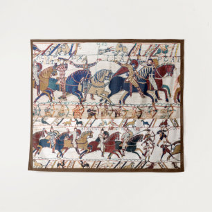 TAPIZ BAYEUX TAPESTRY 1066 CABALLEROS Y ARCHERS NORMANOS