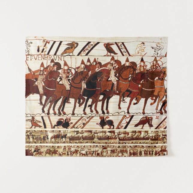 TAPIZ BAYEUX TAPESTRY NORMAN ARMY, KNIGHTS HORSEBACK (Anverso (horizontal))