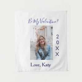 Tapiz Be my valentine love name purple year photo simple