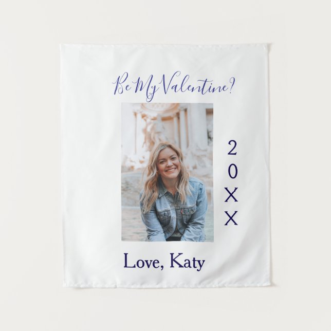Tapiz Be my valentine love name purple year photo simple (Anverso)