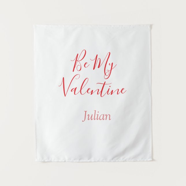 Tapiz Be my valentine red name elegant love couple  (Anverso)
