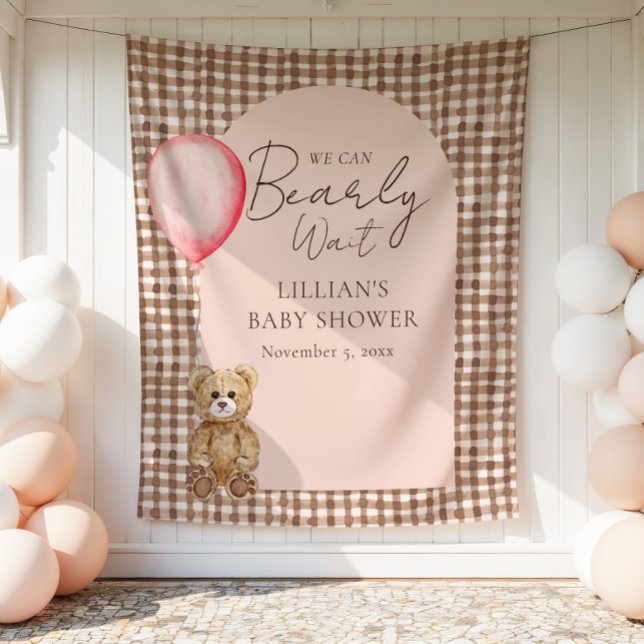 Tapiz Bearly Wait Teddy Bear Chica Baby Shower Backups (Subido por el creador)